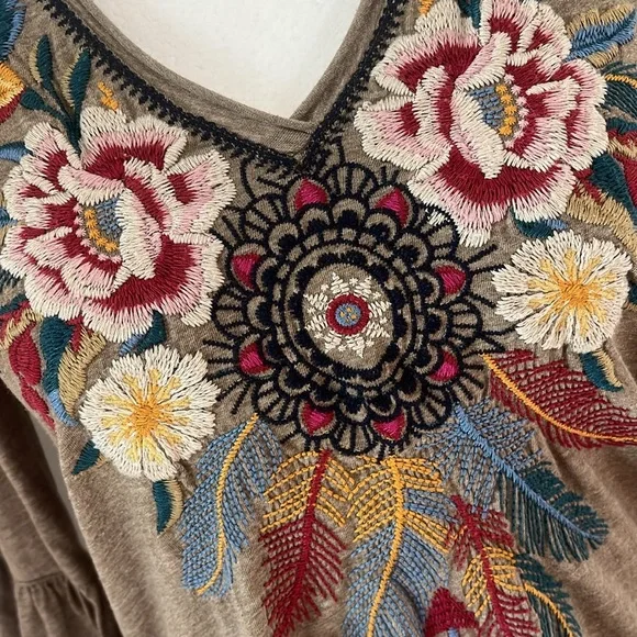 Johnny Was Darielle Embroidered Flare Sleeve Blouse Country Top Boho Bohemian XS - Picture 7 of 11